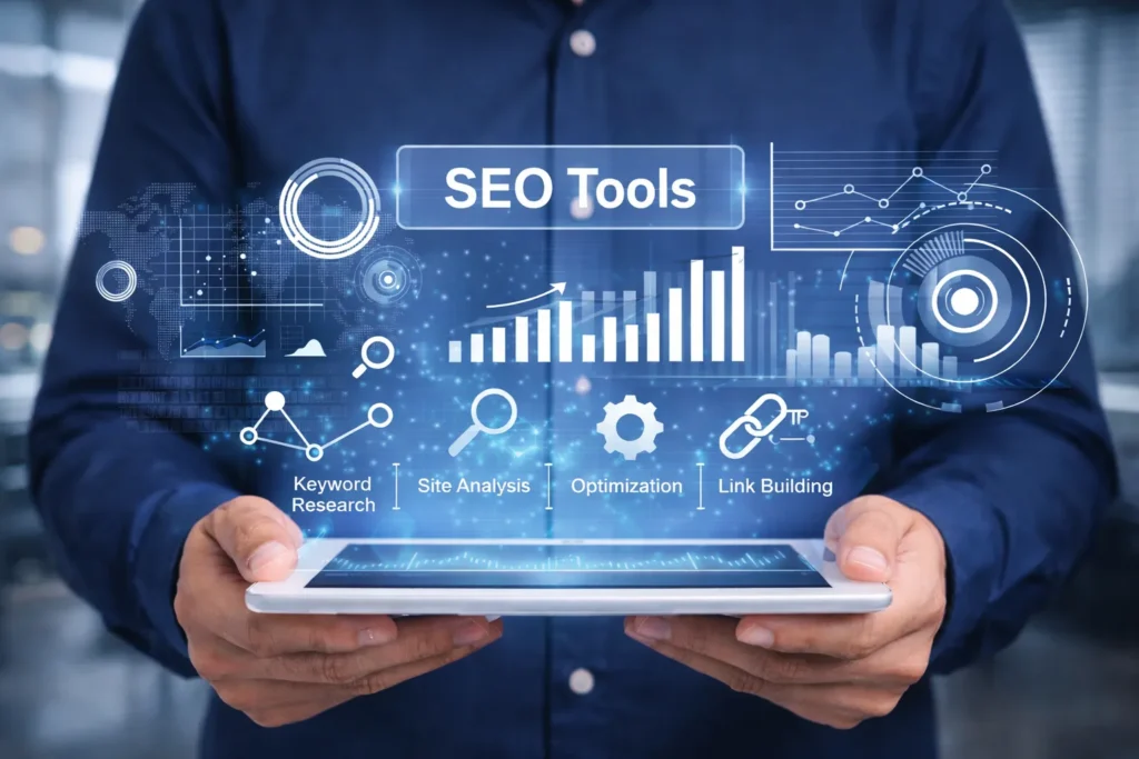 Someone using SEO tools on a tab