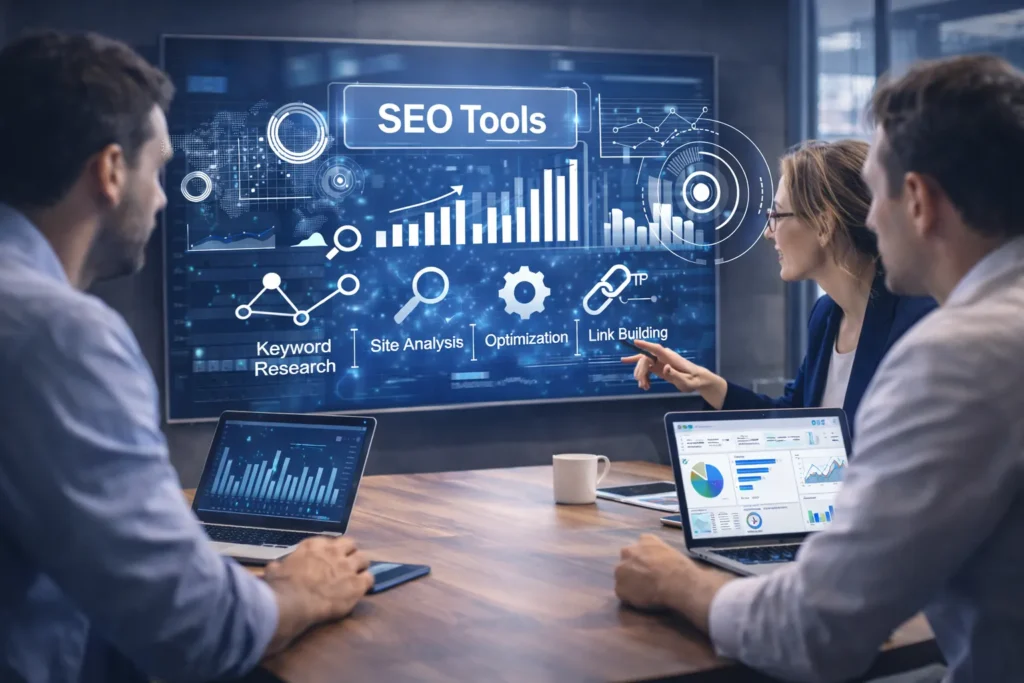 Professional using SEO tools