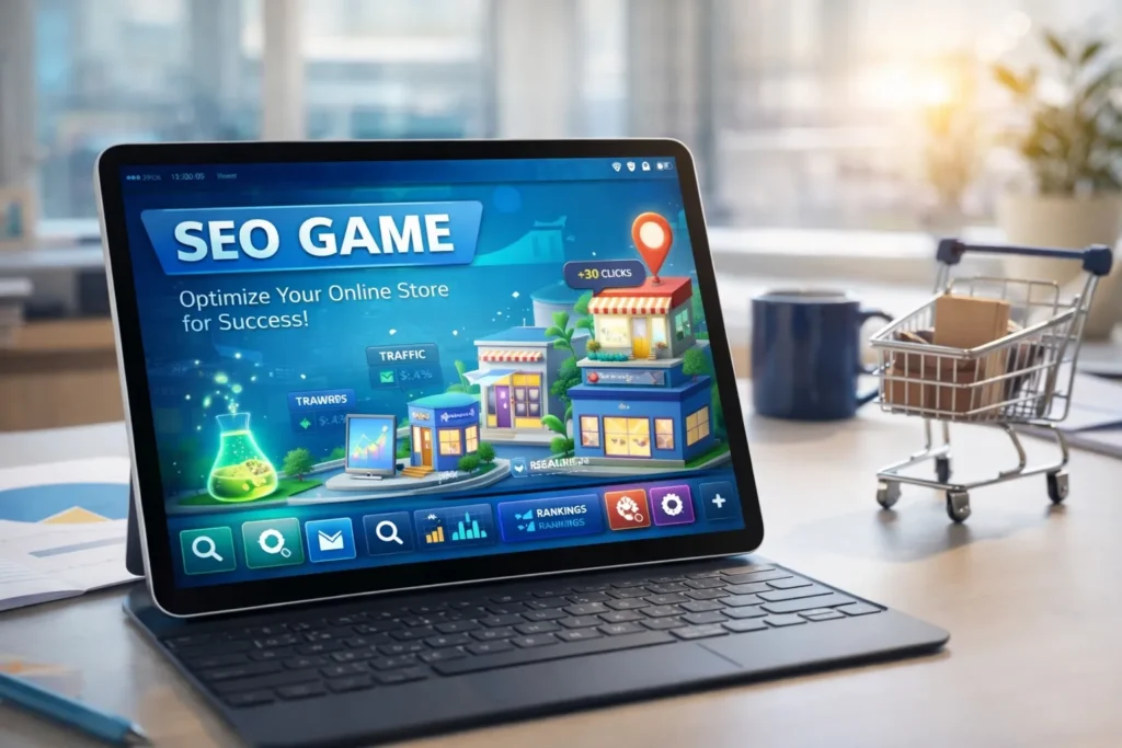 Applying SEO as a game-changer for an online stores on a laptop