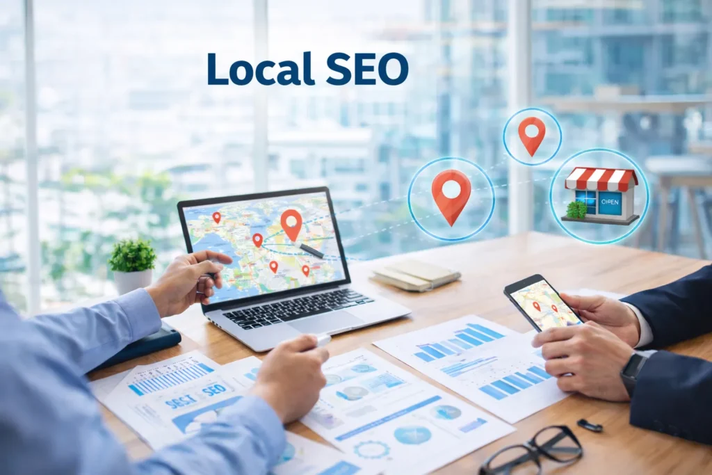 Someone working on local SEO 