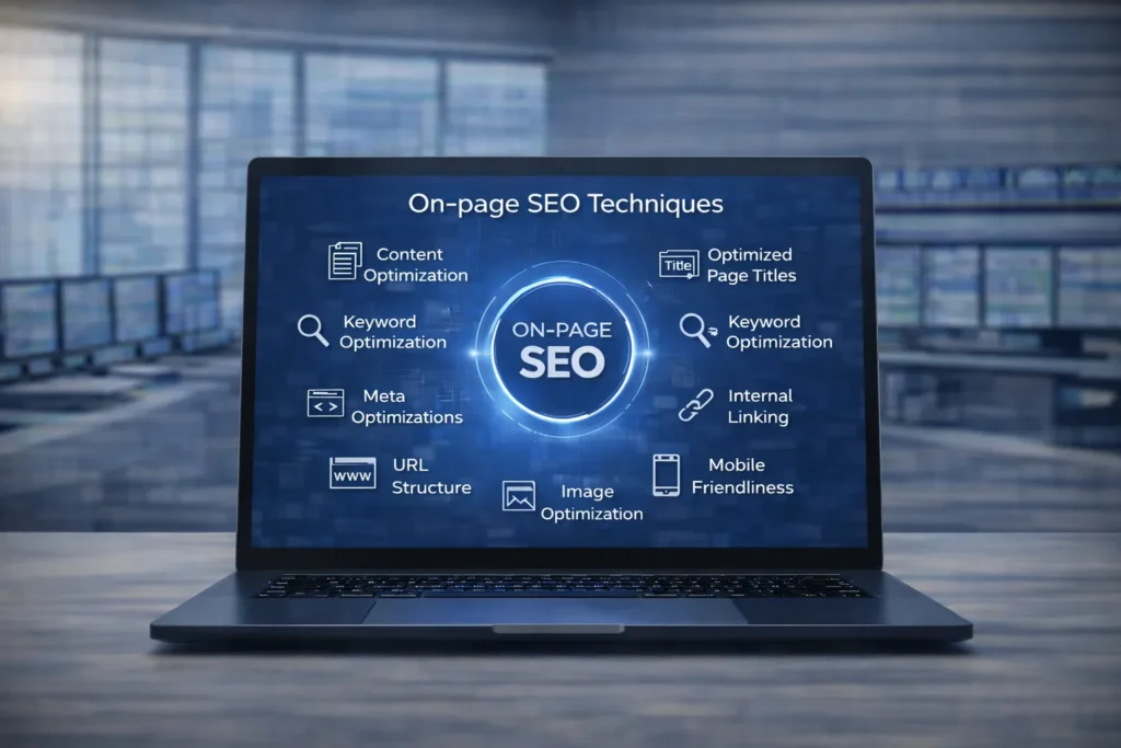 Someone implementing proven On-Page SEO techniques on a laptop