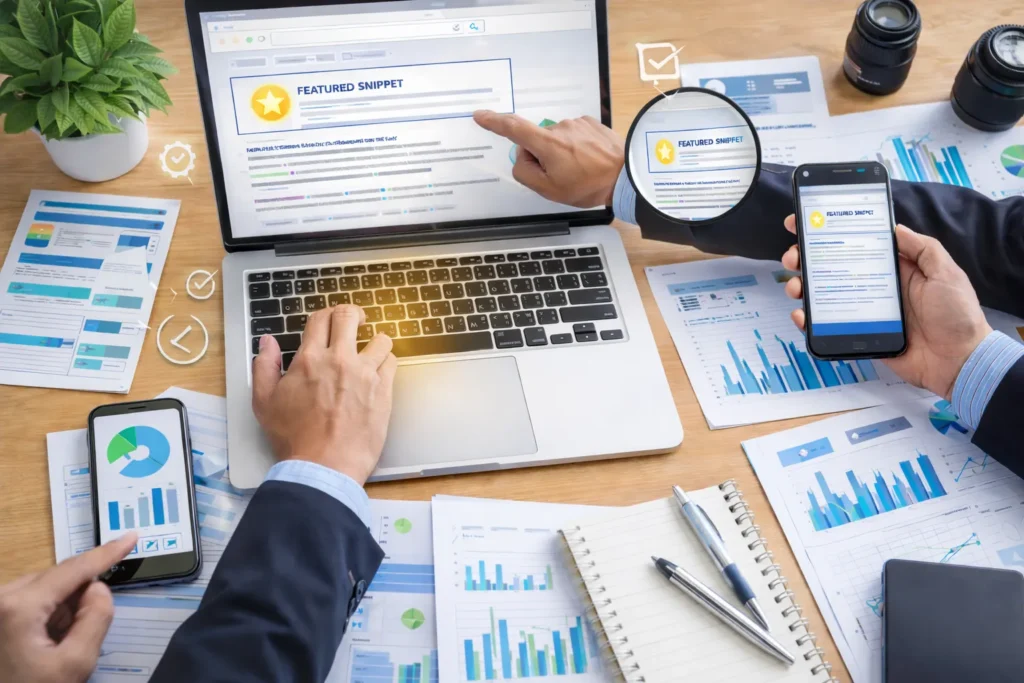 Someone optimizing content for featured snippets