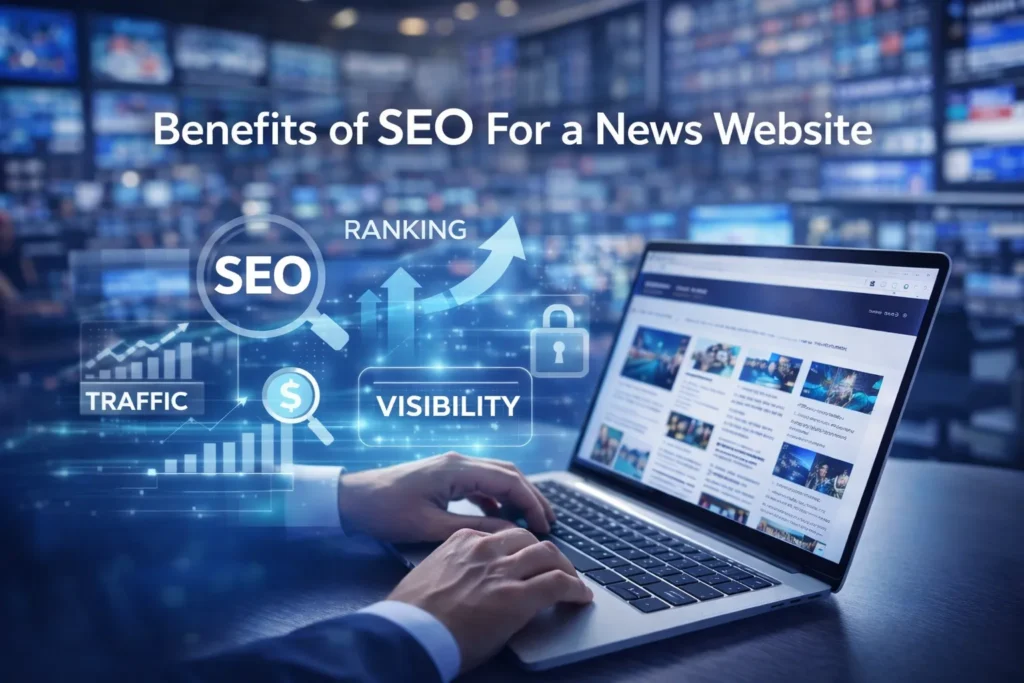 Benefits of SEO For a News Website on a laptop