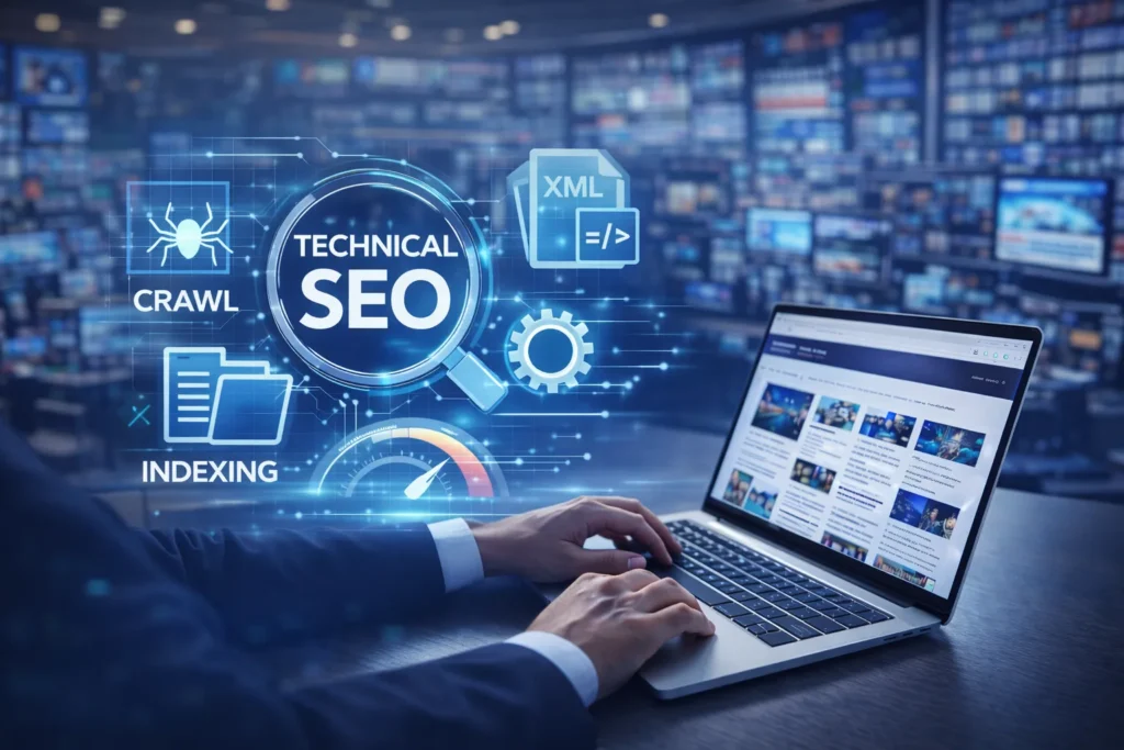 Screen showing the critical role of Technical SEO for news websites